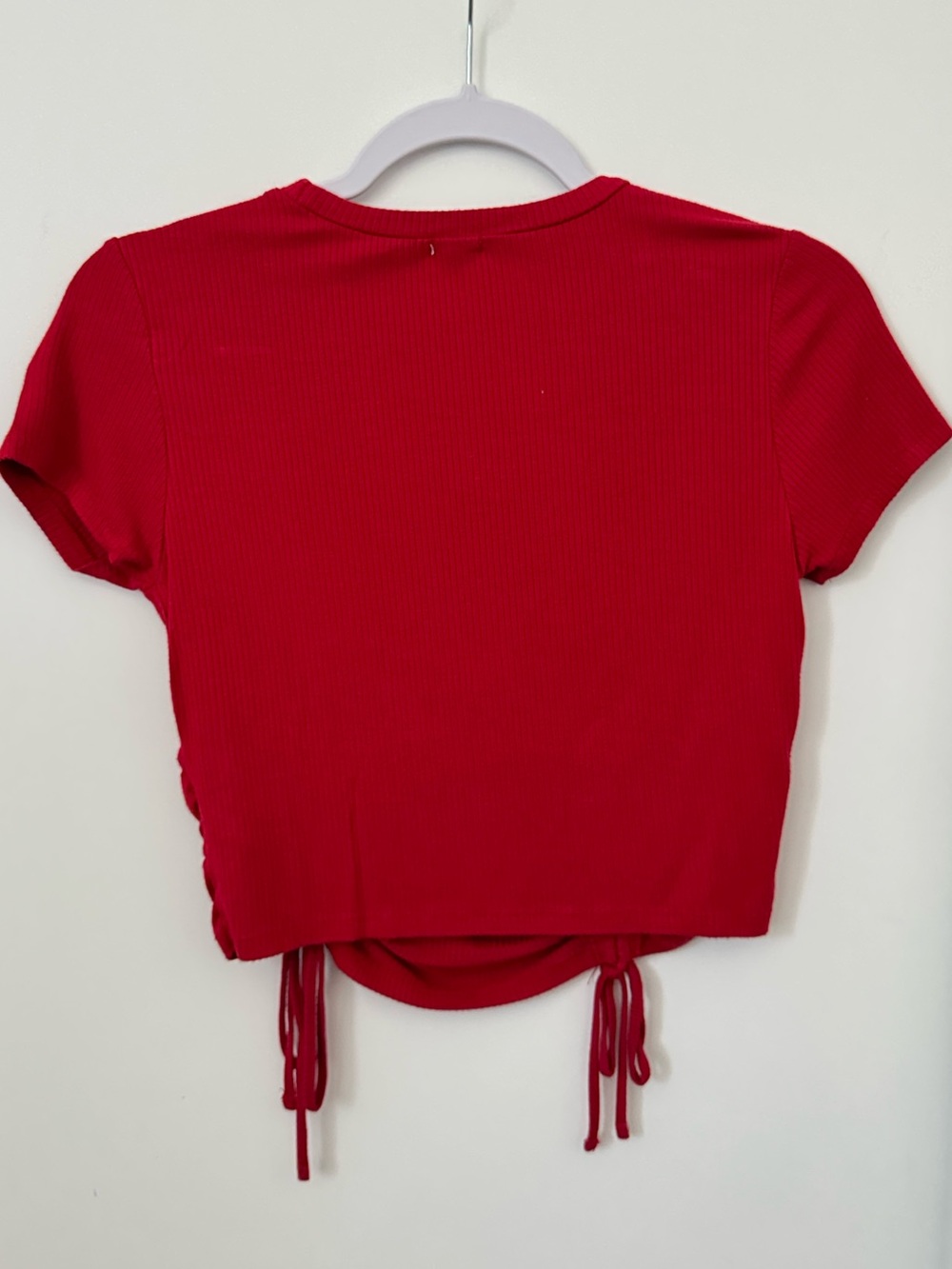 Garage Red Ribbed Ruched Cropped Top Size Medium - Picture 4 of 8